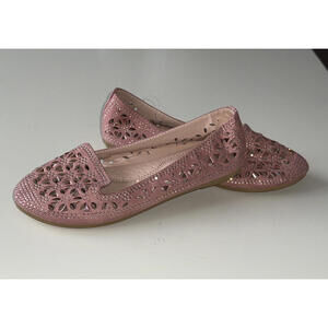 Link Comfort Slip on Silver Rhinestones Girl's Formal Shoes Size 4